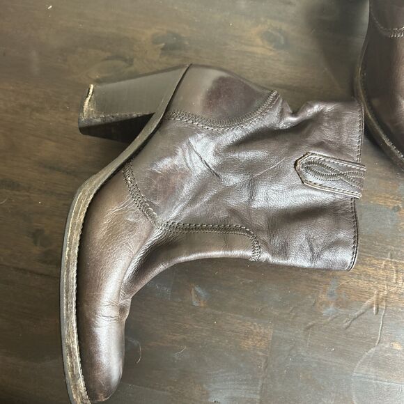 Frye Women Size 8B Boots Cowboy Western Pull On Shoes Heel Black Leather Jackie - Picture 9 of 16